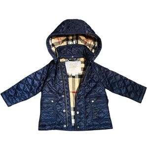 Burberry Children Unisex Infant Navy Quilted Hooded‎ Coat Jacket 12 Months 80 CM